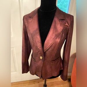 Clara Sun Woo Red Shimmery Liquid Leather Blazer Jacket Size S